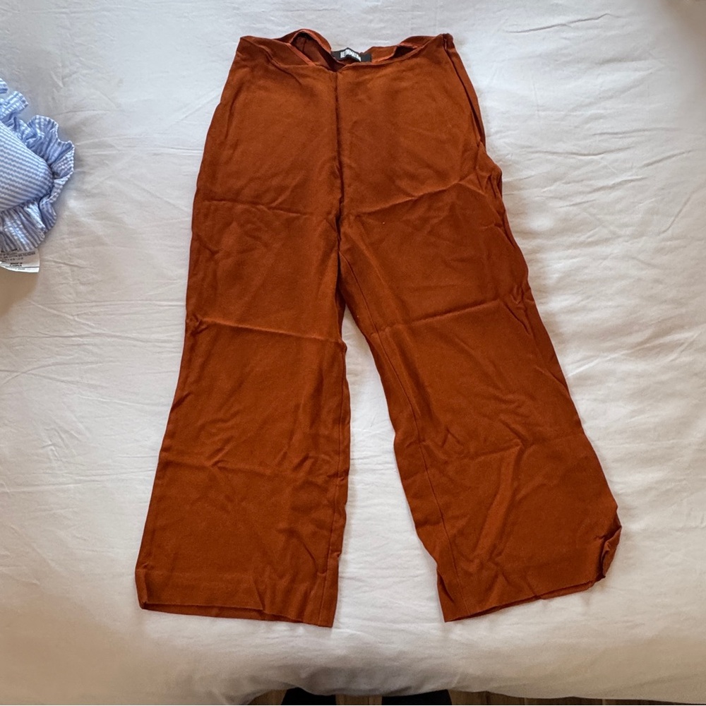 Reformation Terracotta Cropped Wide Legged Pants